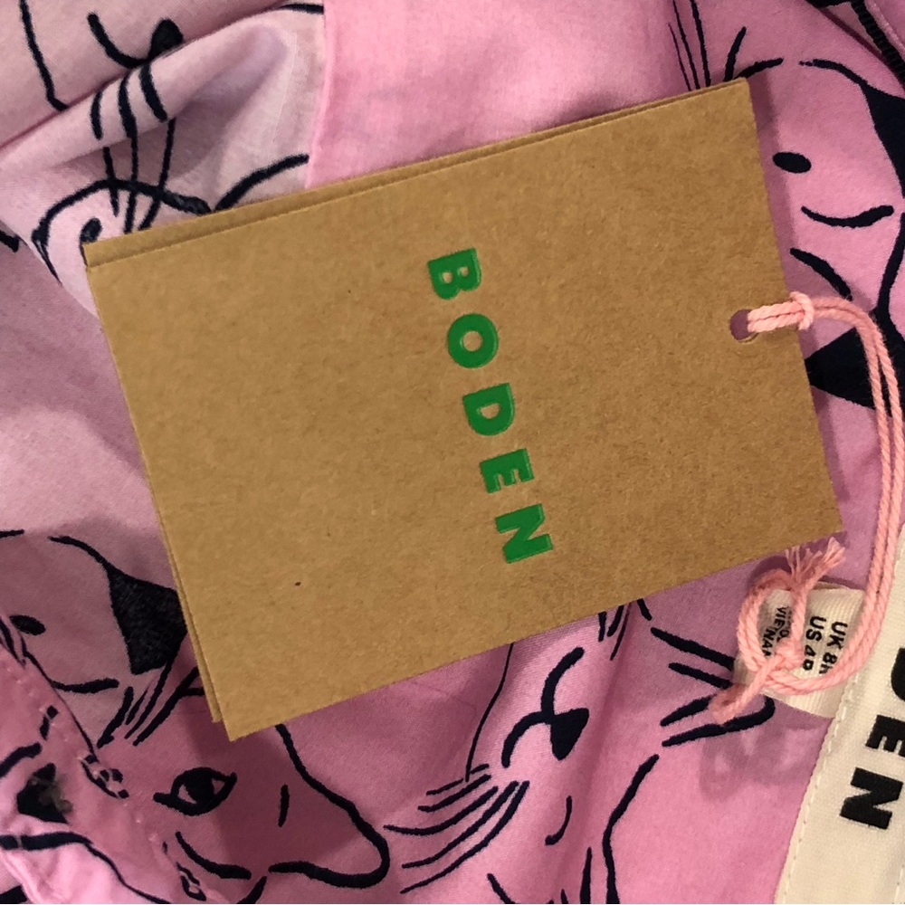 Boden black/Pink Cat Print Button-Up Shirt - Picture 8 of 12